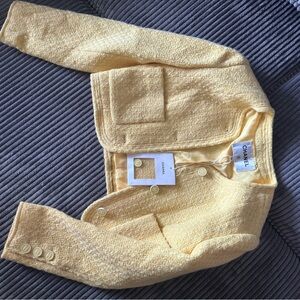 CHANEL Light Yellow Tweed Jacket